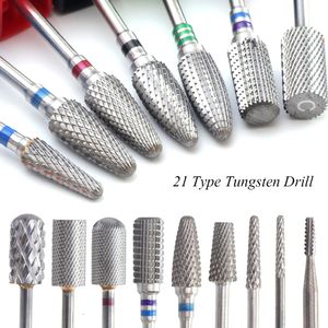 Nail Manicure Set 1pcs Carbide Tungsten Milling Cutter Burrs Electric Drill Bit 21 Types Cuticle Polishing Tools for TR01 21 230815