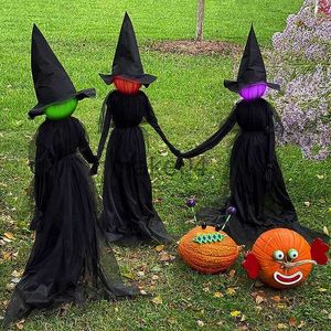 Novelty Items Halloween Witches Decor Ghost Horror LightUp Witches Props Outdoor Holding Hands Screaming Witches for Garden Party Ornament J230815