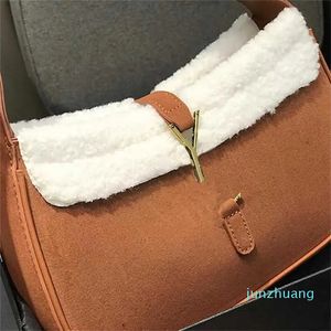 Alışveriş çantaları tasarımcı bir omuz çanta kadın kış peluş tote çanta tutamak crossbody cüzdan