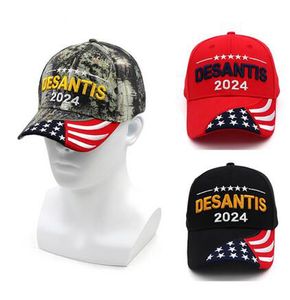 Ron DeSantis na prezydenta 2024 Trucker Hat USA Flag Baseball Great One Size Paspits Cap Snapback Prezydent 3D Haftowane czapki w USA