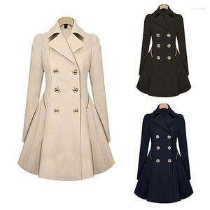 Trench da donna Cappotto da donna taglie forti Autunno doppio petto Giacca a vento calda causale lungo da donna