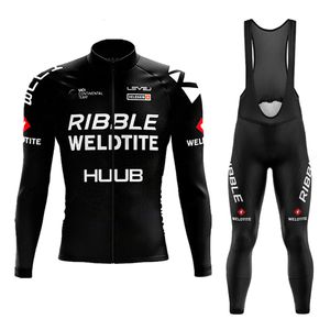 Radsporttrikot setzt Herbst Black Cycling Jersey Set Long Sleeve Huub Cycling Cloding Sport atmabable Herren -Straßenradanzug MTB Hosen Verschleiß 230814