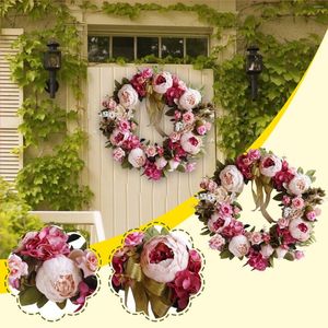 Fiori decorativi home ghirlanda anteriore foglia di plastica artificiale decorazione porta decorazione primaverile fiore