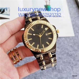 Ny gratis frakt mode lyxklocka för män designer mens hög kvalitet 42 mm VANSAZER GOLD Black Quartz Mens Watches Male Luxury Brand Gift