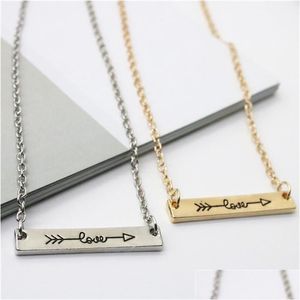 Pendant Necklaces Ingenious Lovers Love Letters Pendants Necklace Alloy Arrow Through Heart Short Chain Jewelry Gift Drop Delivery Dhvnm