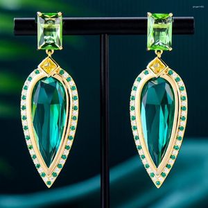 Dangle Ohrringe Godki Brasilianer Multicolor Semi für Frauen Hochzeit Zirkon Waterdrop Dubai Braut Kostüm Schmuck Sommerparty