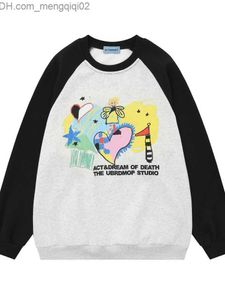 メンズフーディーズスウェットシャツHouzhou Harajuku Y2K Retro Street Clothingパーカー