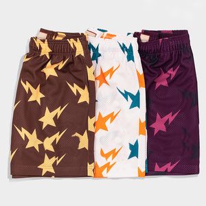 Shorts para homens curto cintura média masculino malha tshort com bolsos estrela impressão t curto para esportes praia natação deriva rápida secagem rápida em espanhol