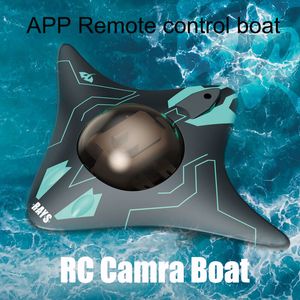 Electricrc Animals Mini Wifi RC Boat Six Links Real Time Transmission Ship Underwater Video Visual Remote Control Shipboat Kids 230814