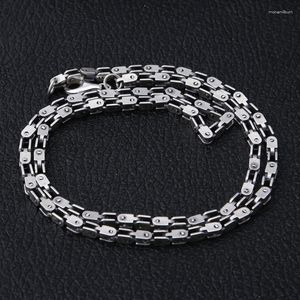 Zincirler Katı S925 Sterling Gümüş Bambu Zincir Kolyeleri Thaisilver Collarbone Chin Fine Jewelry 4mm Erkek Kadınlar Bağlantı