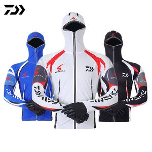 Utomhus T-shirts A Clothes Summer Fishing Shirts Jackor Ice Silk Quick Dry Sports Clothing Sun Protection Anti-UV Breattable Fishing Hooded 230814