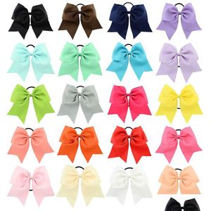 Hair Accessories 8 Inch Large Plain Solid Cheerleading Ribbon Bows Grosgrain Cheer Tie With Elastic Band Girls Rubber Drop Delivery Dh6Dt