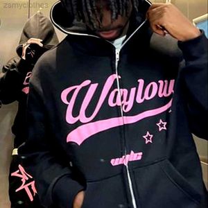 Erkek Hoodies Sweatshirts American Hiphop Kapşonlu Sweatshirt Büyük Boy Gevşek Hong Kong Tarzı Şık Ceket Ins Tide Marka Sonbahar ve Kış Zipper Y2K Üstler