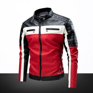 Kurtki męskie Mężczyźni Autumn Kurtka Bomber Bomber Motorcycle Faux Fur Płaszcz Męski Pilot Pilot Vintage czarny czerwony brązowy skórzany kurtka 230814