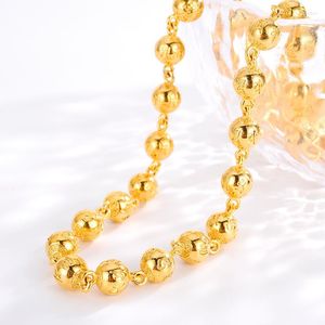 Kedjor Luxury Soft Titanium Gold 14K Beaded Necklace For Men's Wedding Anniversary Presents Utsökta omgivande Solid Chain Jewelry Man