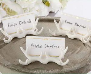 Andere Hochzeit bevorzugt kreative weiße Harz -Geweih -Place -Kartenhalter -Sitz -Clip -Tisch -Dekoration mit Cardzzzzus