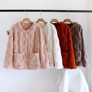 Nachtwäsche für Frauen 2023 Winter Pyjamas Flanell einteiliger Top Plüsch warmes Korallenlasse große Strickjacke Hauskleidung