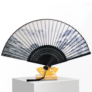 Dekorative Figuren chinesischer Stil Vintage Handfan Klappern Fans Tanzen Stoff für Männer Sommergebiet Hochzeit Bevorzugungen Geschenkgäste