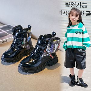 Stiefel Girls Jungen Knöchelleder mit Reißverschluss Schnüre -up -Wanderwanderung wasserdichte Anti -Slip -Dauerkämpfe für Kinder 230814