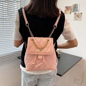 Bolsas escolares moda saco de ombro versátil rhombus couro mini mochila y2k estética feminina bola casual coreana designer de luxo