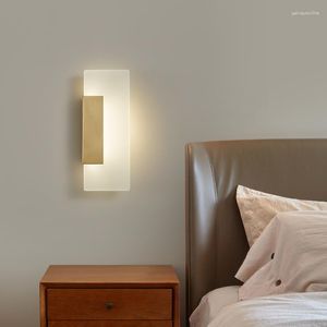 Wall Lamp Modern Minimalist Living Room Bedroom Bedside Aisle Stair Light Copper Ultra-Thin Acrylic Guide LED