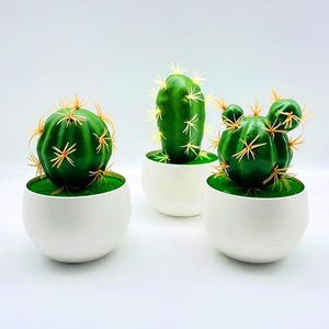 Fiori decorativi Plastica di plastica artificiale succulenti di cactus in forcante pianta in vaso in vaso di simulazione ecologica della simulazione del desktop Desktop Desktop