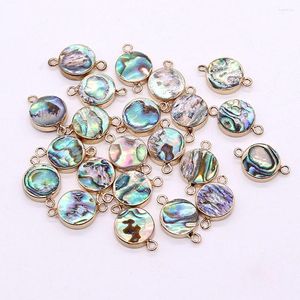 Pendant Necklaces Natural Abalone Shell Connector Charms Flat Round Disc-shaped For Jewelry Making Necklace Bracelet DIY