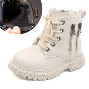 Sneakers Fashion children's leather boots autumn and winter with velvet warm snow boots waterproof children's casual shoes baby sports shoes Z230817
