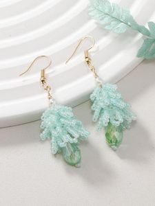 Dangle Earrings 1pair Beaded Drop For Women Summer Crystal Pinecone Pendant Hand-woven