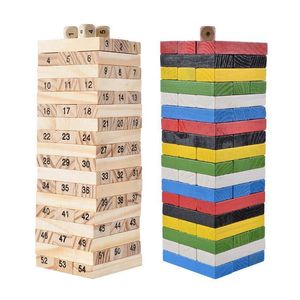 Wooden Toy Building Block Early Education Puzzle Desktop Game 54pcs