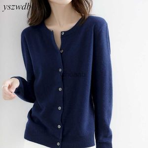 YSZWDBLX Women Cardigans Sweter O-Neck Spring Autumn Knitted Cashmere Cardigans Solid Single Beded Womens Sweters 2023 HKD230815