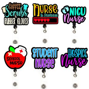 10 Pcs/Lot Fashion Key Rings Custom Style Medical Series NICU Nursing Student Badge Reel For Nurse Accessories Scrub Life Badge Holder