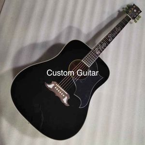 Custom Grand Elvis Presley Dov Acoustic Electric Guitar with Ebony Fingerboard in Black Finishing