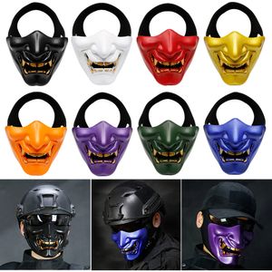 Partymasken Taktische Prajna Halbgesichtsmaske Samurai Hannya Horrorschädel Halloween Schutzhälfte Hunting Airsoft Paintball Accessoires 230814