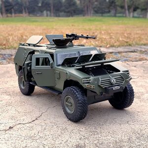 Diecast Model Car 1 24 Refit militare Auto blindata in lega di auto giocattolo fuoristrada veicoli fuoristrada modello modello di auto esplosione modello modello di bambini 230814