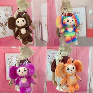 Cheburashka Backpack Cheburashka Plush Backpack Soft Doll Russian Cartoon Big Ear Monkey Stuffed Doll Bag Movie Character Toys T230815