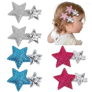 Hair Accessories Ncmama 2Pcs/lot 3CM Silver Star Clip For Baby Girls Cute Pink Hairpins Barrettes Boutique Kids Headwear