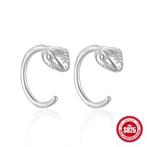 Creatice 925 Sterling Silver C-Shaped Snake Hook Stud Earrings for Women
