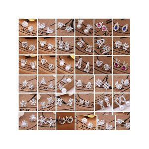 Stud Selling 45 Styles Korean Earrings Creative Super Shiny Diamond New Pearl Fashion Jewelry High Quality Drop Delivery Dhil3