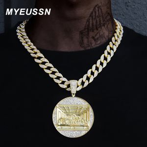 Pendant Necklaces Hip Hop Last Supper Pendant Necklace Men's jewelry Iced Out Cuban Link Necklace Fashion Pendant Men Gift Hip Hop Jewelry chain 230815