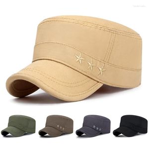 Ballkappen Frühling Herbst Flach Top gewaschene Baumwolle Militärin weibliche Baseballhut Vintage Kadett Armee Hats Casual Cap 2023