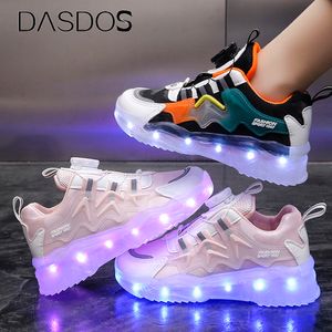 Sneakers Dzieci świecące dzieciak dzieci dla chłopców LED Kolorowe podeszte buty USB ładowanie mody oddychające 230815