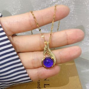 Pendant Necklaces Titanium Steel Temperature Sensitive Color Changing Tail Necklace Women Creative Temperament Gift Jewelry