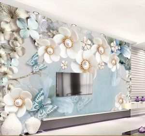Обои CJSIR PO Обои 3D цветы стена современная модная украшения цветочные бабочки декоративная живопись папье пейнт