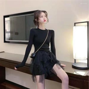 Casual Dresses Hong Kong Style Base Hepburn Little Black Dress Female Slim Short Skirt Design Sense Fairy