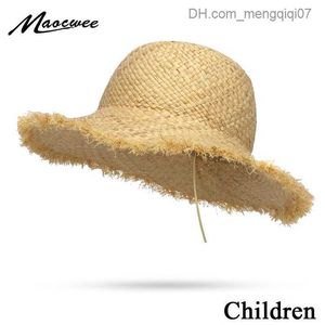 Caps Hats Natural wide Brim Raffia straw hat woven circular beach girl hat summer hollow large straw hat Z230815