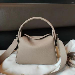 Evening Bags 2023 Luxury Soft Totes Female Genuine Leather Shoulder Women Messenger Ladies Classic Shopping Handbags Gray