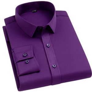 Camicie casual di bambù Bamboople Office non Iron Office for Men Ultimo business morbido antielle senza tasca Smart Purple Slim Fit Aechoice 230815