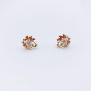 Stud Earrings Female Gifts Sweet Statement Elegant Red White Crystal Flower Earring Stub For Girlfriends