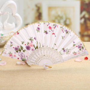 Figurine decorative in stile cinese tenuta a mano pieghevole fan da ballo feste di nozze in seta fiore estate fan